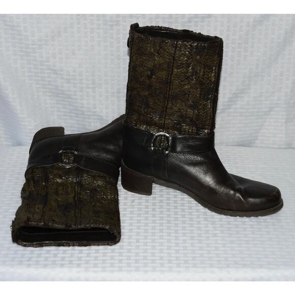 Stuart Weitzman Pimlico Coated Knit Leather Mid Calf Boots Size 9 - Picture 4 of 9